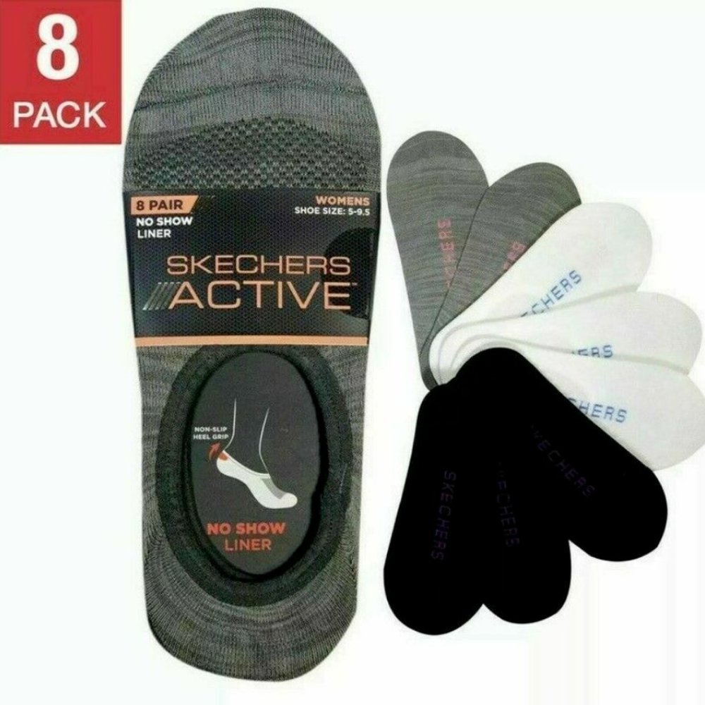 skechers Womens Invisible No Show Liners Socks 8 p - Picture 1 of 12